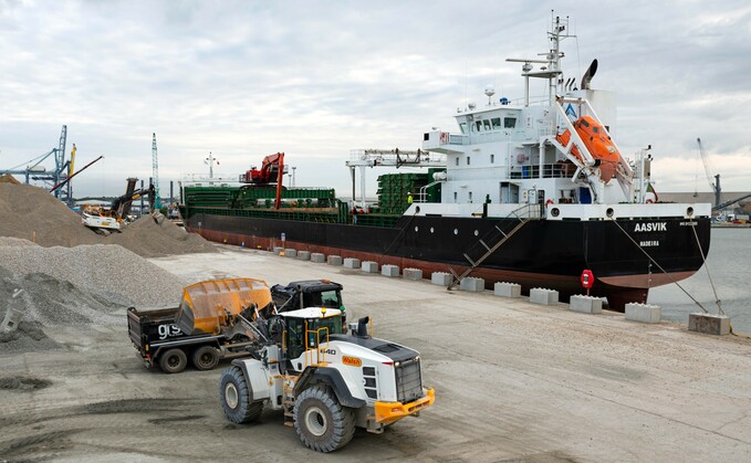 Low-carbon Cornish secondary aggregate is loaded for shipment | Credit: GRS Low-carbon Cornish secondary aggregate is loaded for shipment | Credit: GRS